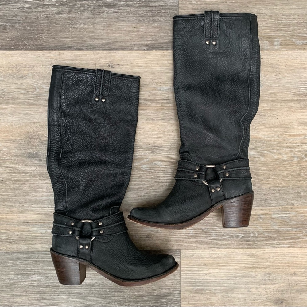 Frye Carmen Harness Tall Boot Black Size 9